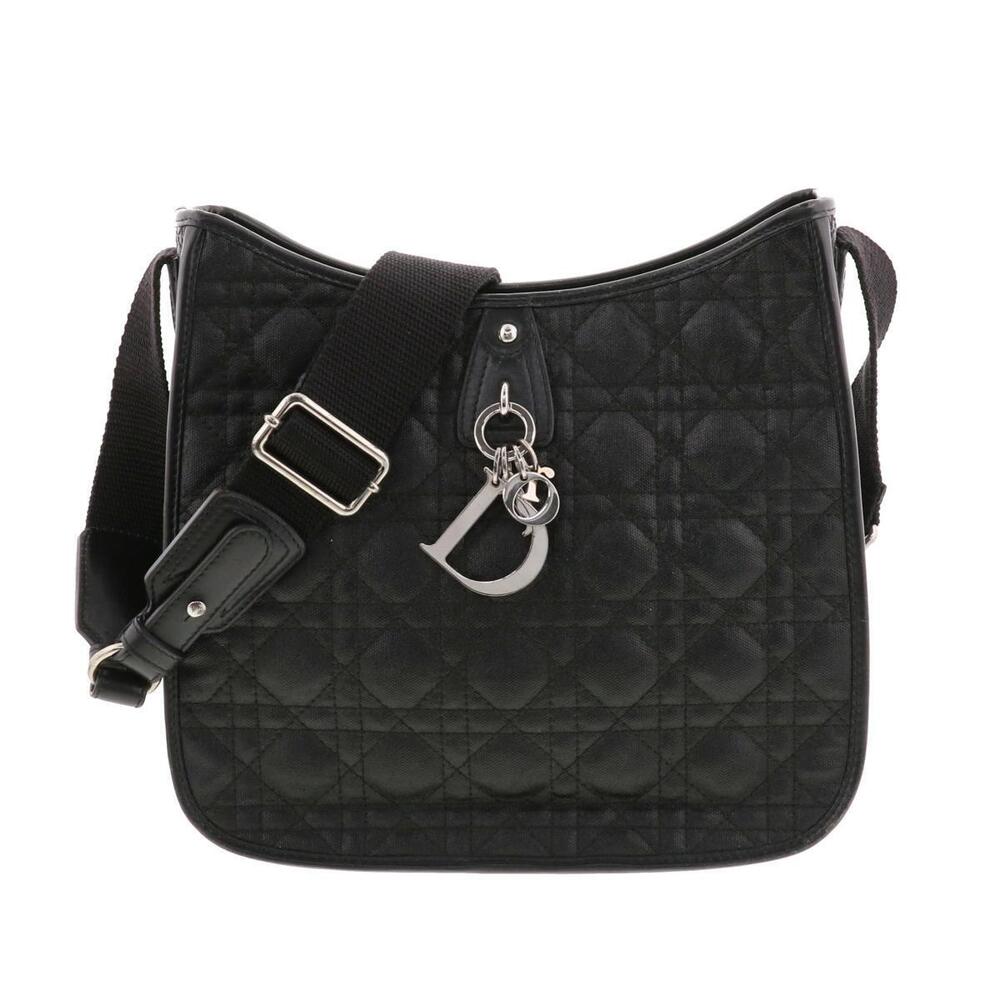 Christian Dior Leather Cannage Shoulder Bag Black